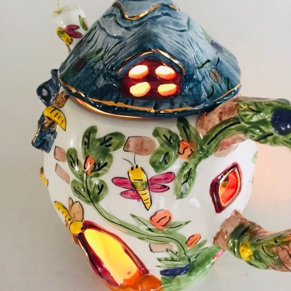 Porcelain Tea Pot House Candle Holder - Picture 8 of 8